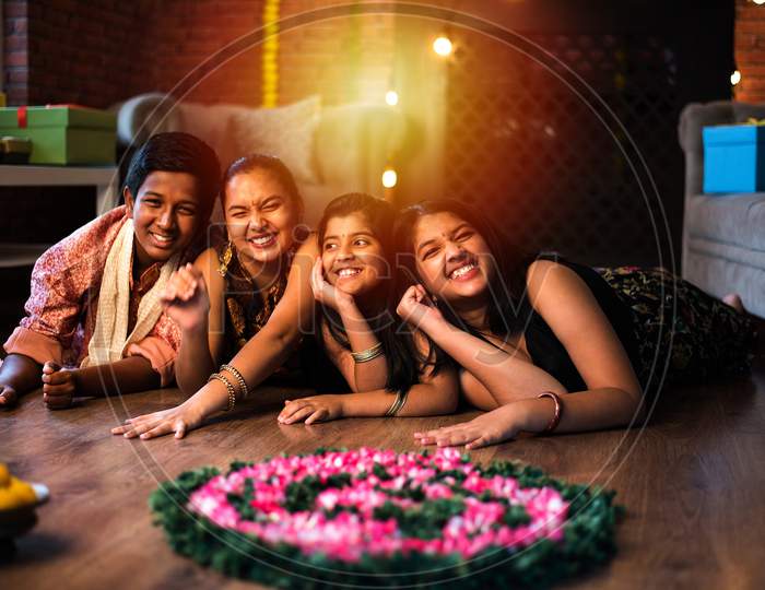 Kids celebrating Bhaidooj  in Diwali or Rakshabandhan / Rakhi Festival