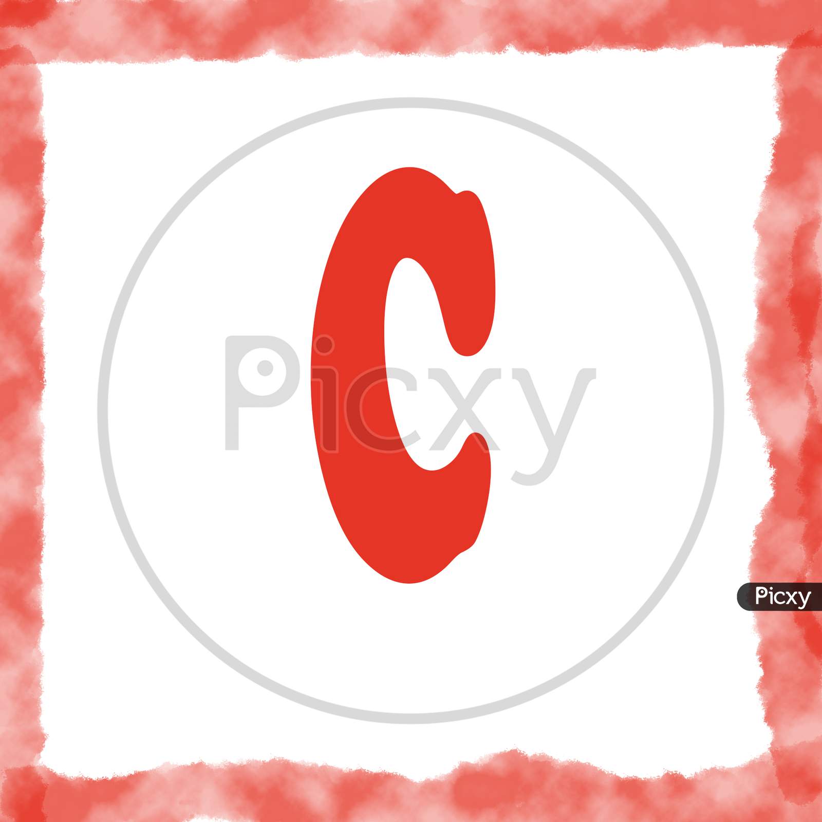 Alphabet capital C in red over white background.