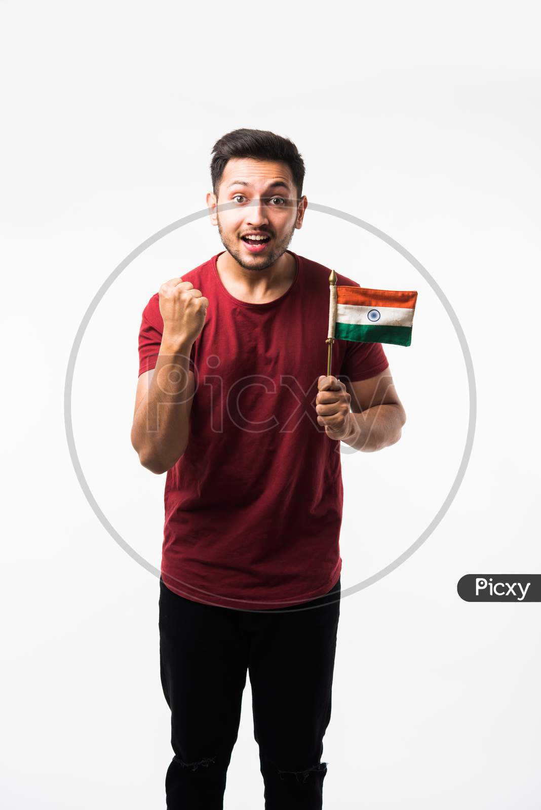 man holding Indian Flag