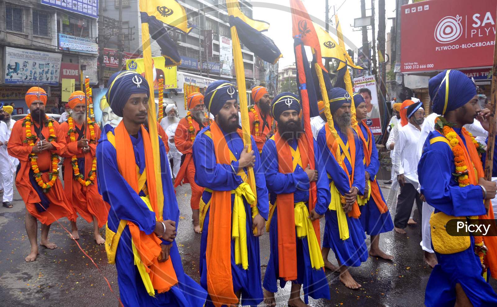 Sikh Devotees taking out a procession