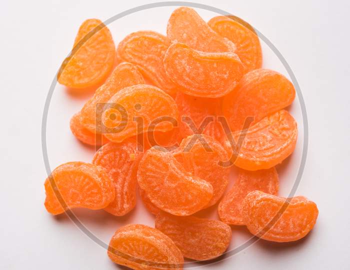 Indian Orange flavoured sweet candy or chocolate