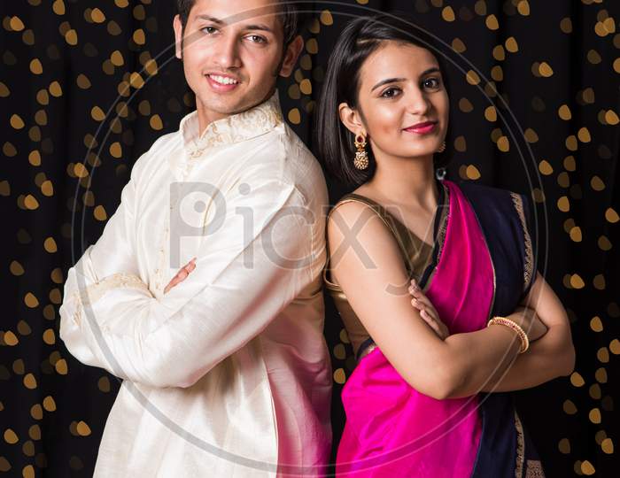 Indian couple in ethnic wear