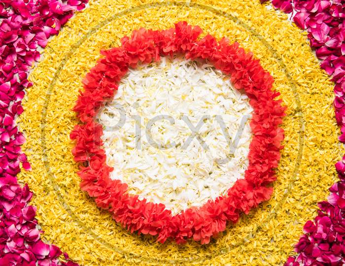 Flower rangoli for festival