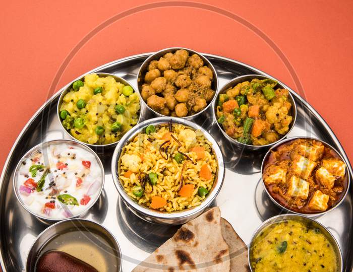 Indian Food Platter or Hindu vegetarian Thali