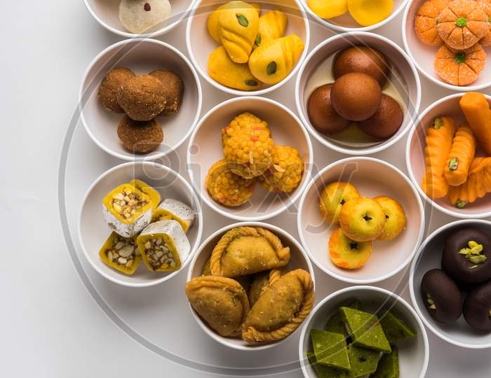 Indian sweet food rangoli for diwali