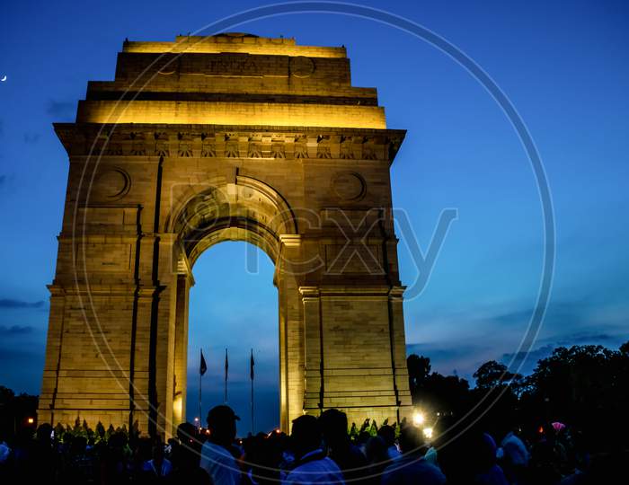 In The Evening India Gate Is A War Memorial In New Delhi, India