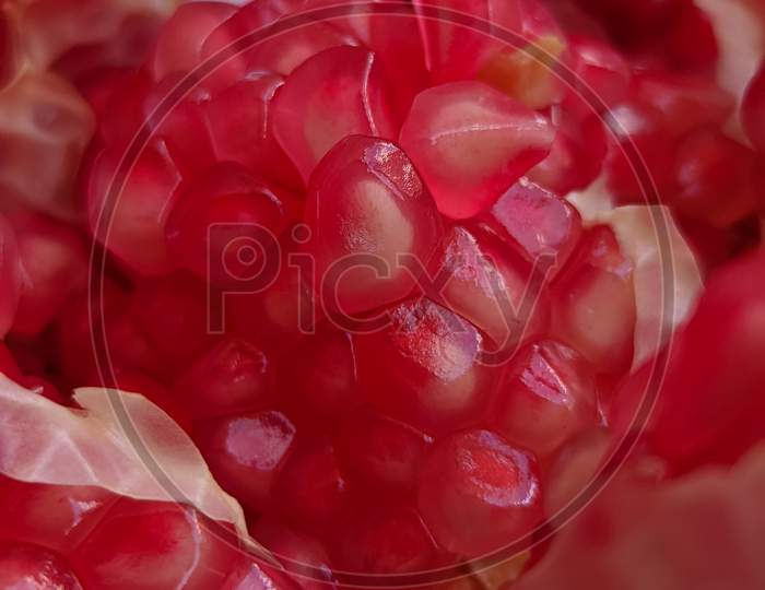 Pomegranate seeds close-up shot