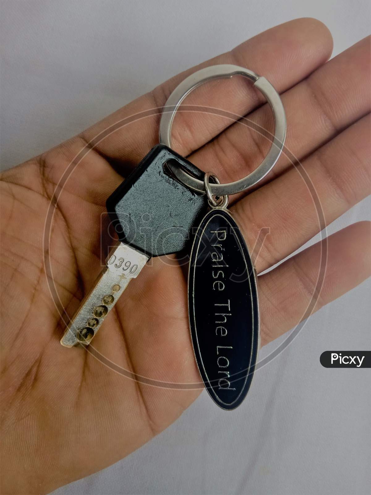 A key with a key chain isolated.