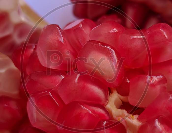 Pomegranate seeds macro shot