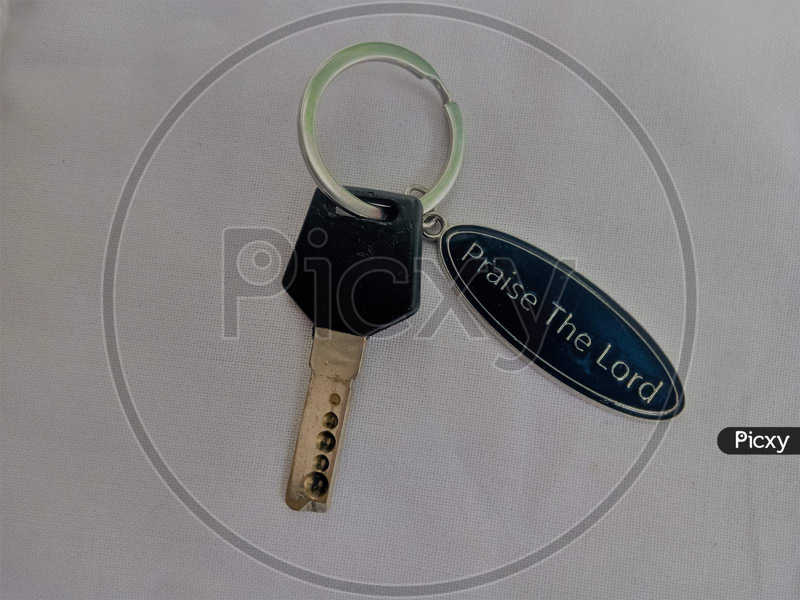 A key with a key chain isolated.