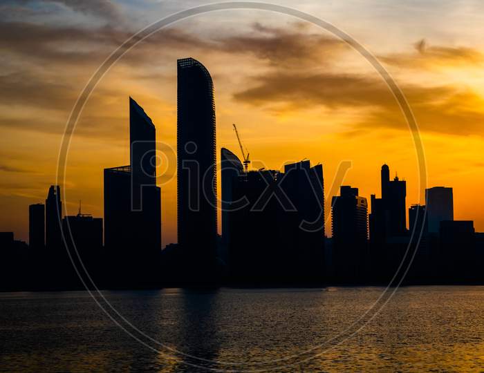 A Beautiful Sunrise View Of Abu Dhabi City From Marina Breakwater Abu Dhabi, Uae, Morning, Abu Dhabi Sunrise, Golden Hour