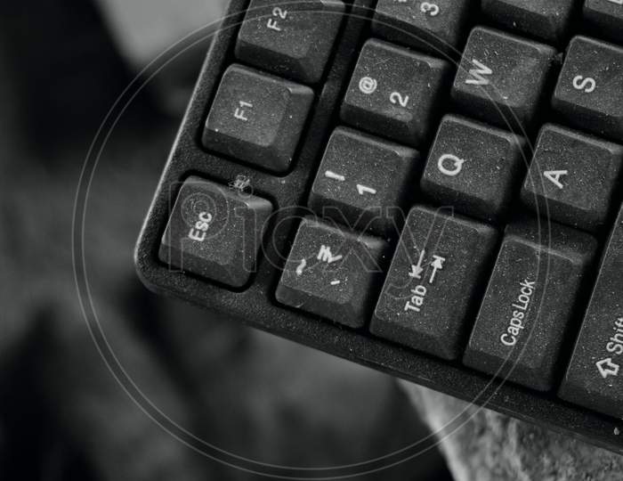 Black And White Image Of A Computer Keyboard