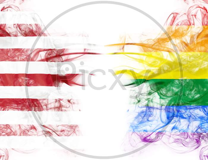 United States And Lgbt Community With Smoky Flags