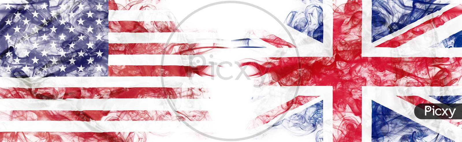 United States And United Kingdom Crisis With Smoky Flags
