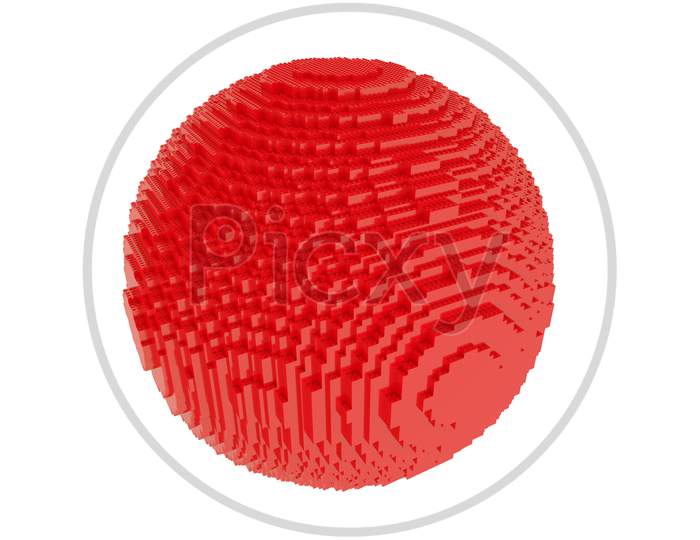 Red Ball Isolated Of Construction Bricks