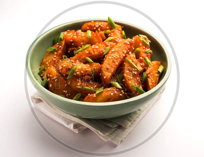 Honey Chilli Potato is a popular Indian Chinese food