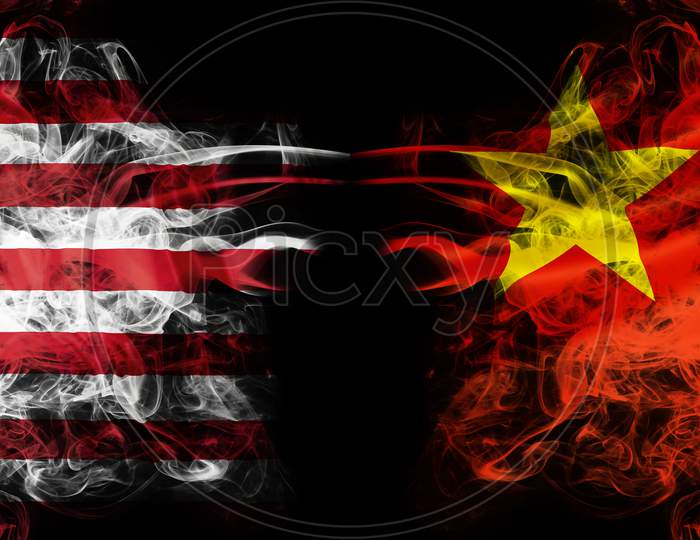 United States And China Crisis With Flags