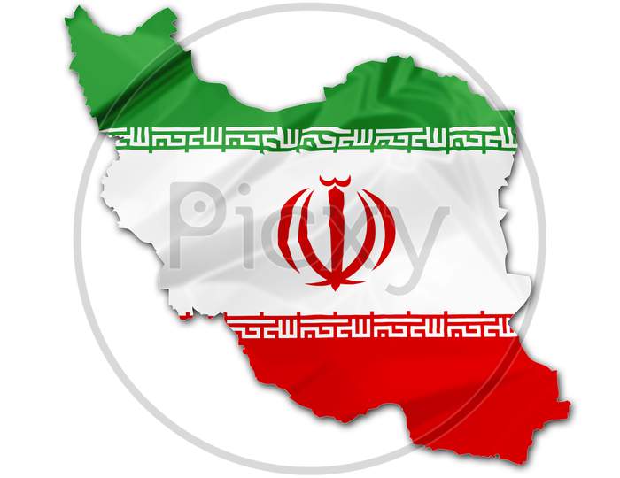 Iran Flag Border Map