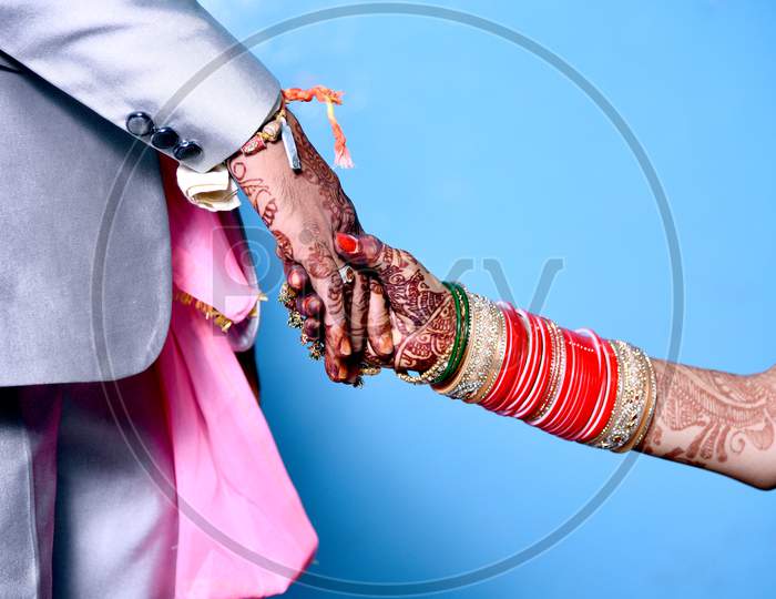 Bride & Groom Hand'S Together In Indian Wedding