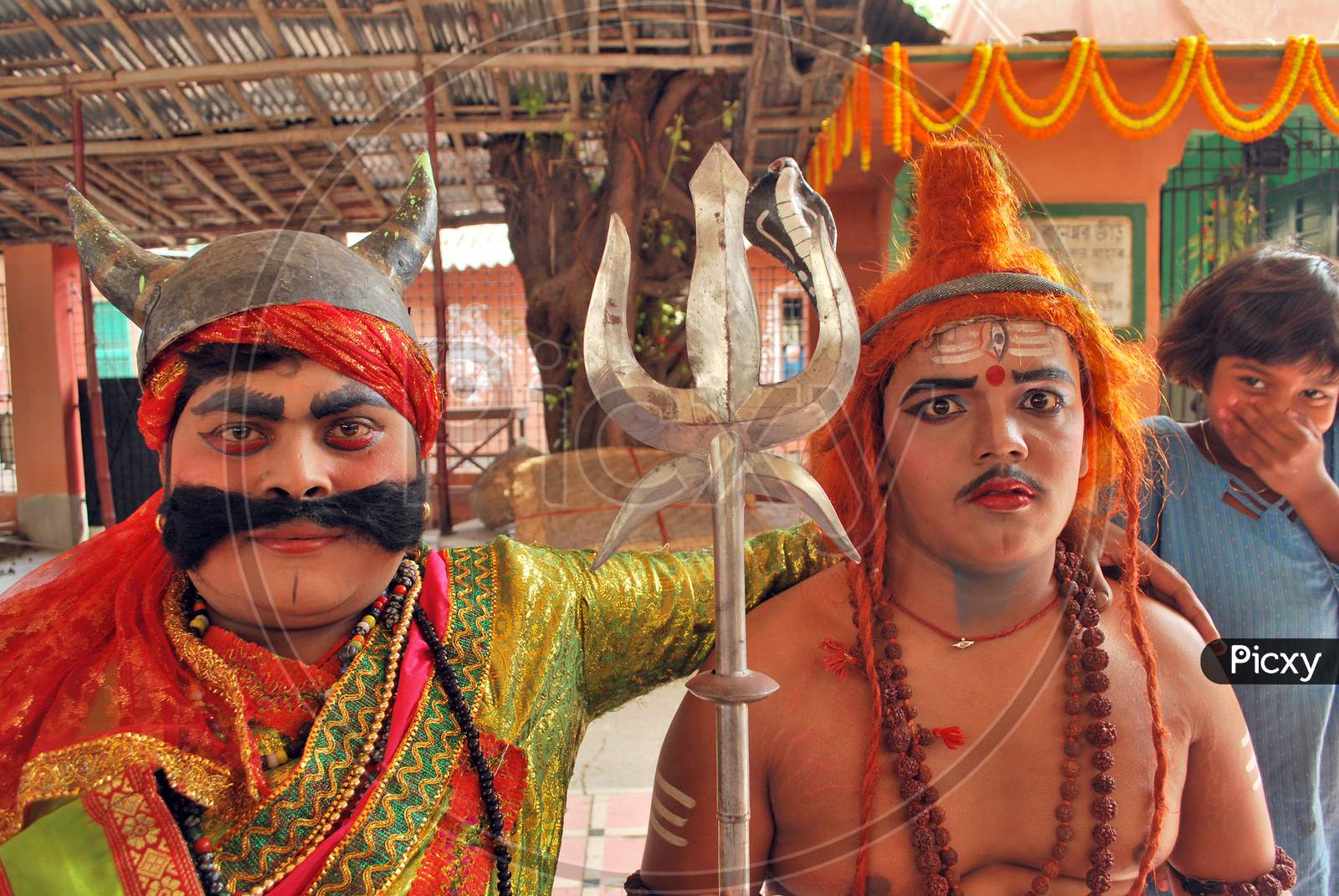 sang make up during gajon festival at kolkata west bengal india