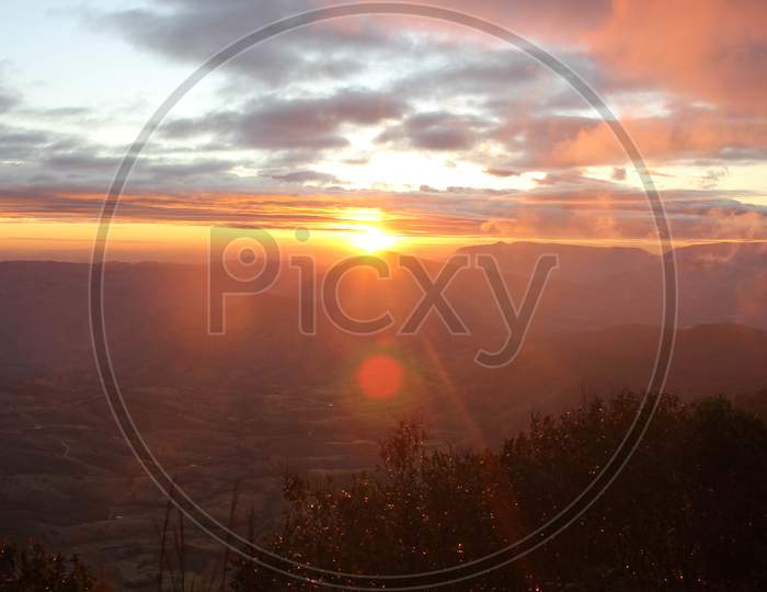 sunrise New year on 1th january 2019-2020 at Pu ruea Loei province in thailand