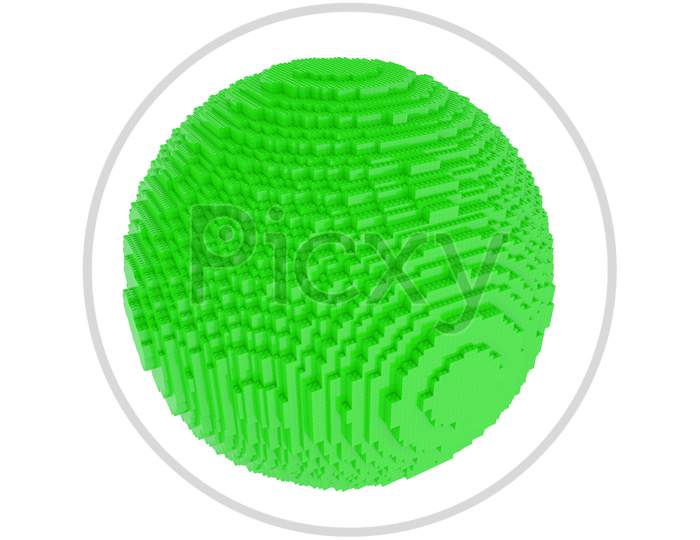 Green Ball Isolated Of Construction Bricks