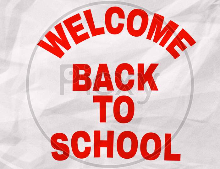 Welcome back to School text in red color bold font. Welcome back to School banner
