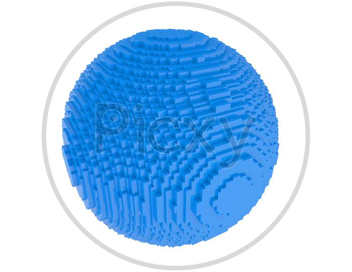 Blue Ball Isolated Of Construction Bricks
