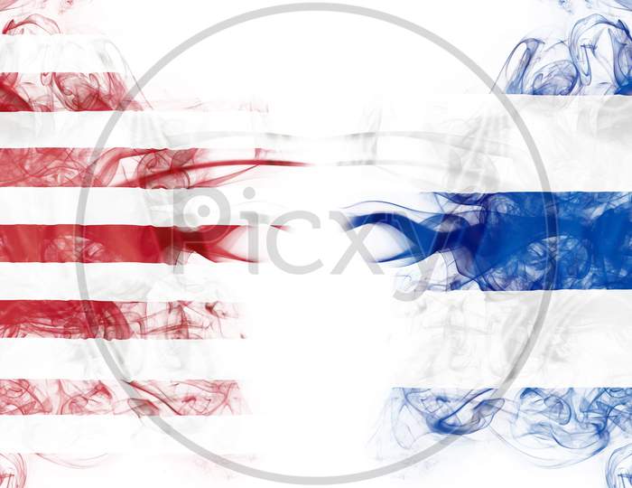 United States And Cuban Crisis With Mystic Flags