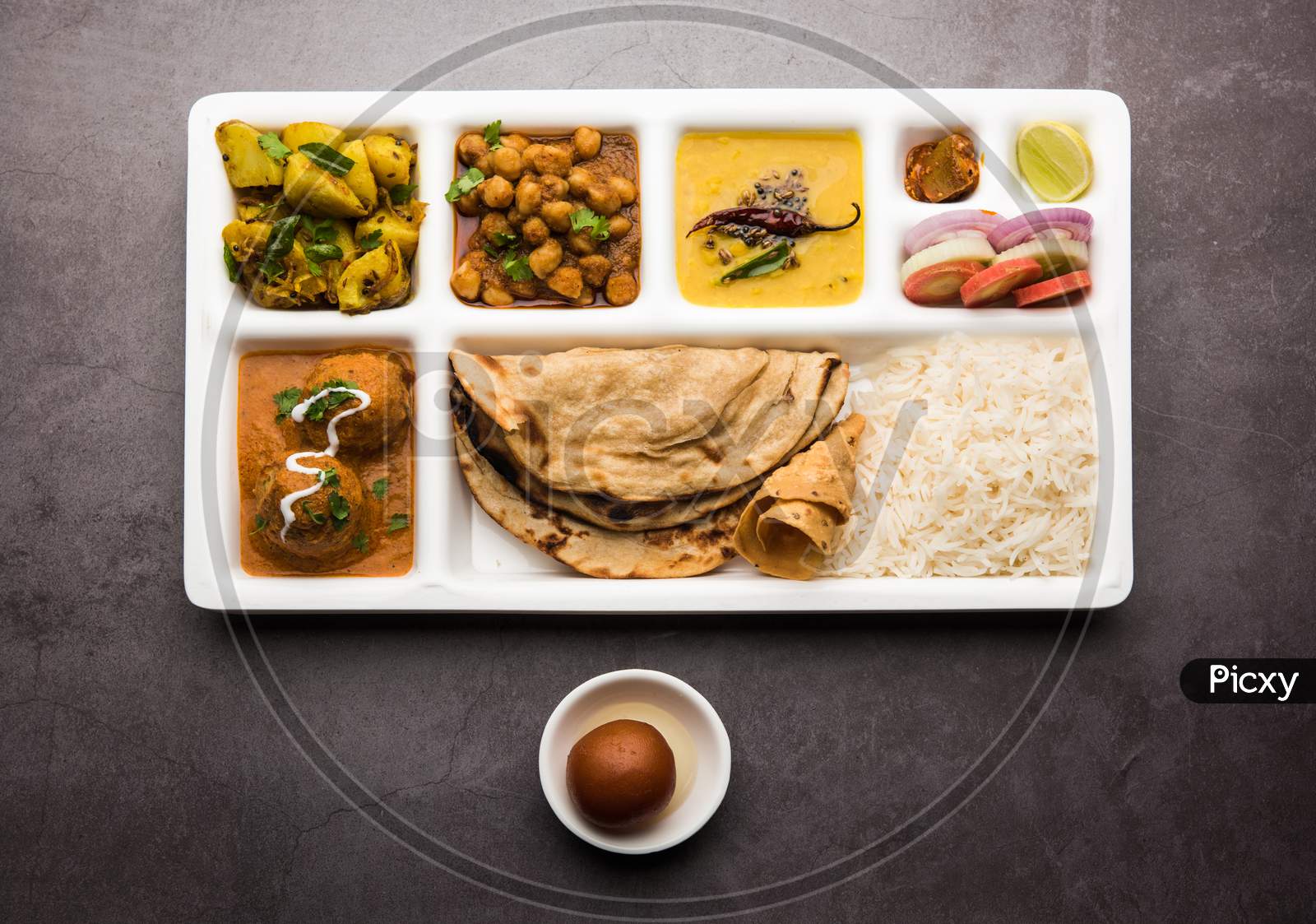 Indian vegetarian Food Thali or Parcel food-tray