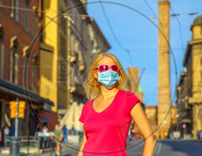 Italian Woman With Surgical Mask