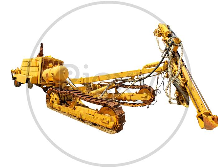 Tracked Bulldozer With Drilling Machine