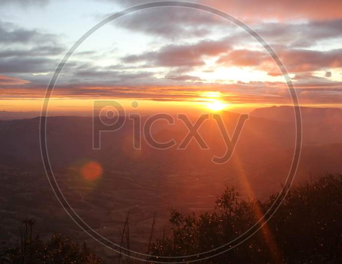 sunrise New year on 1th january 2019-2020 at Pu ruea Loei province in thailand