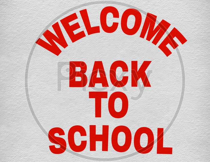 Welcome back to School text in red color bold font. Welcome back to School banner.