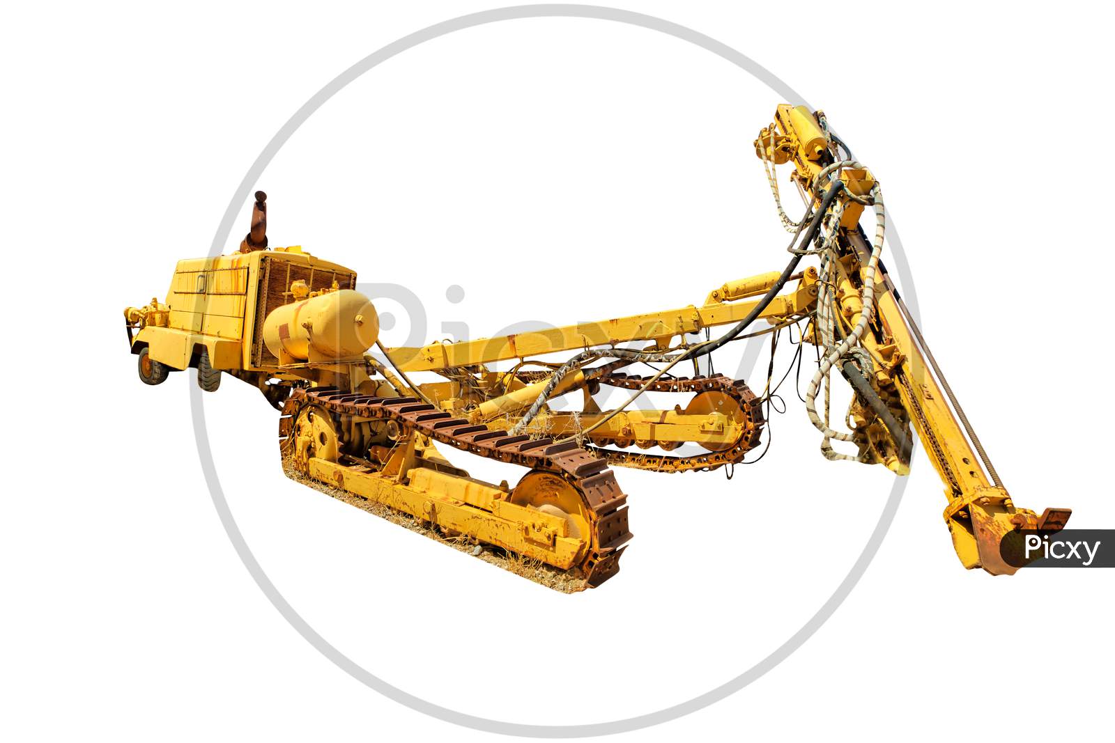 Tracked Bulldozer With Drilling Machine