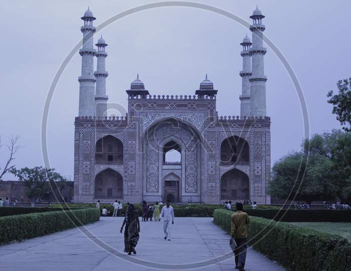 Mathura, India - May 11, 2012: An Islamic Architecture Of Four Tower Gate Located In Northern India