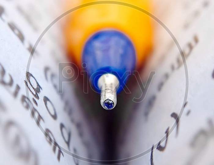 Macro photography of a pen