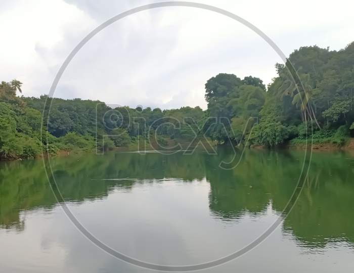 A View Of Meenachil River In Kerala