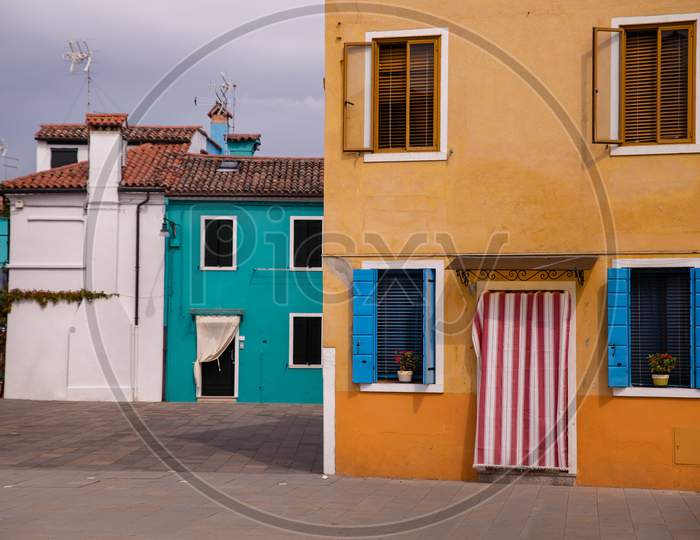 Colorful houses in Venice , Italy
