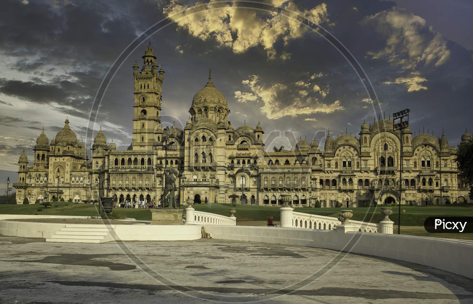 Vadodara, India - November 16, 2012: Front View Of The Lakshmi Vilas Palace In The State Of Gujarat, Was Constructed By The Gaekwad Maratha Family, Who Ruled The Baroda State