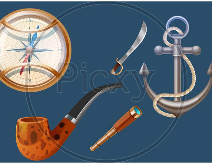 Mock Up Illustration Of Treasure Hunt Game Equipment On Abstract Backgrounds