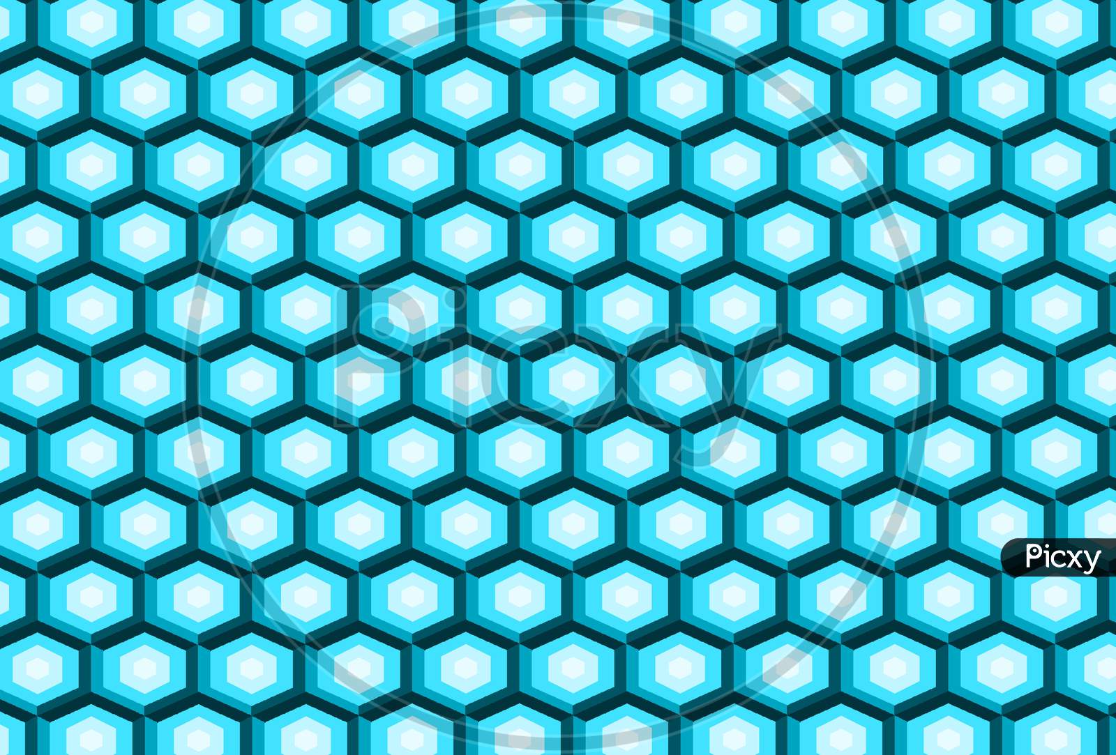 3d hexagon illustration grid pattern with triangle border. Abstract 3d rendering background of futuristic surface with hexagons. Hexagonal grid background with modern style texture.