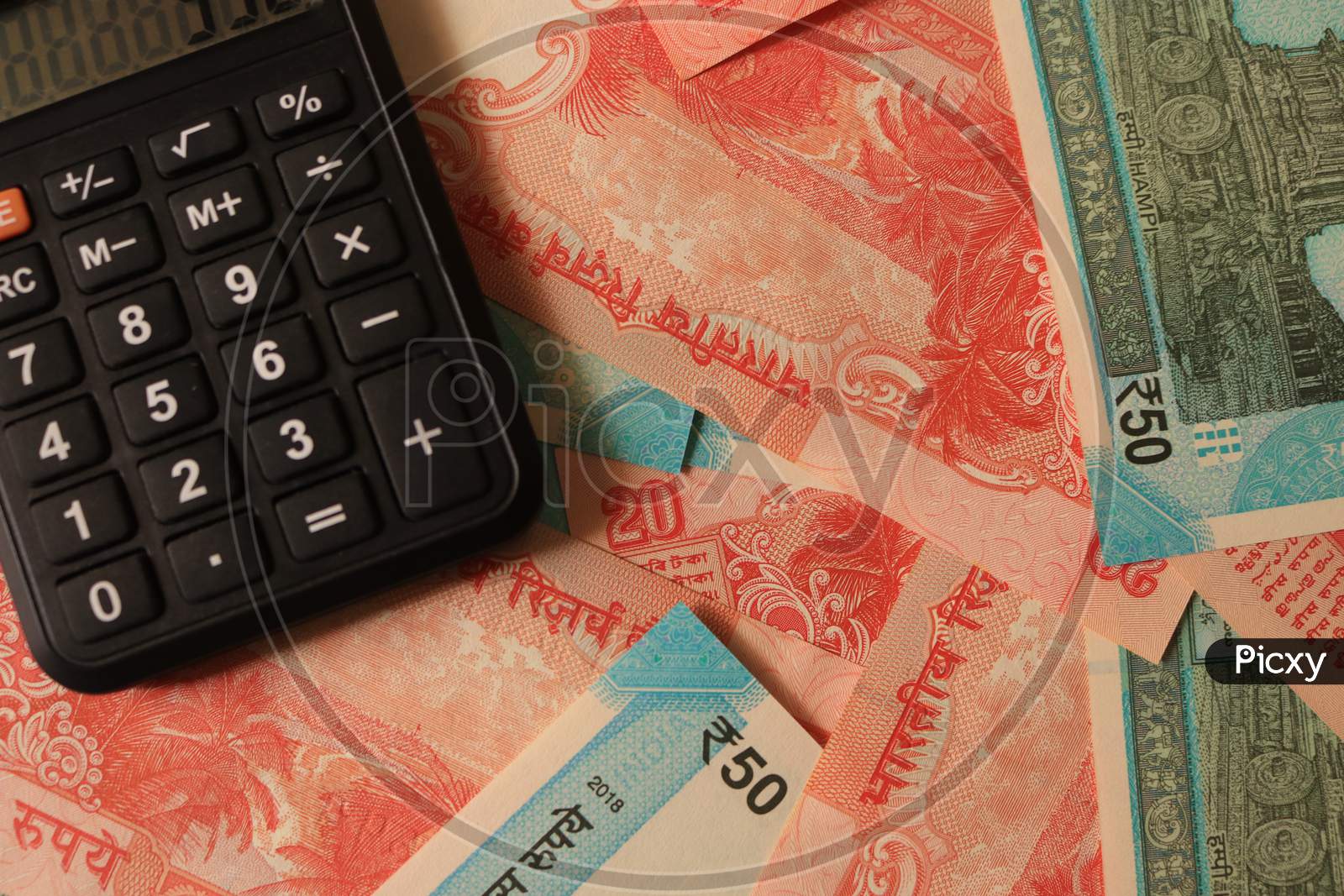 Indian Currency Notes with Calculator