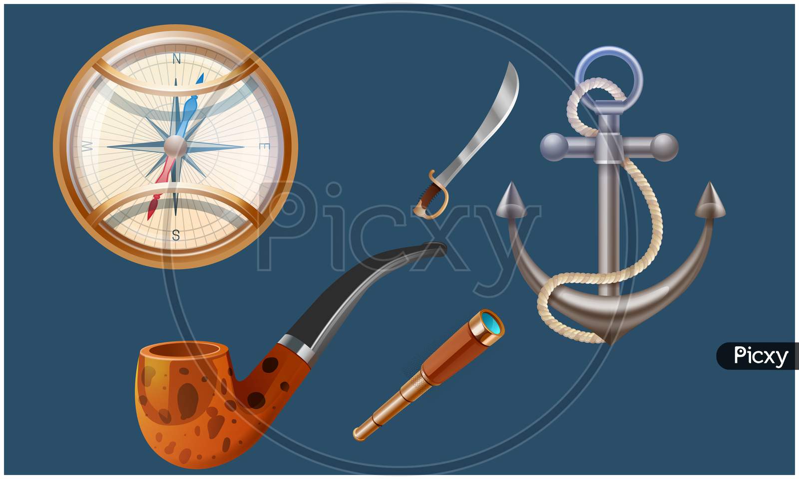 Mock Up Illustration Of Treasure Hunt Game Equipment On Abstract Backgrounds