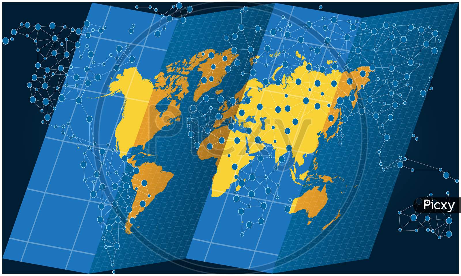 World Map On Treasure Hunt With Dots On Abstract Background