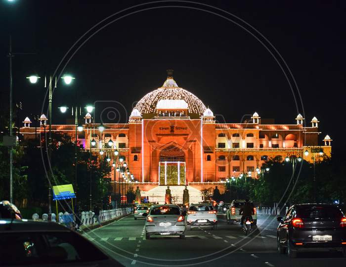 Assembly Hall Vidhan Sabha, Legislative Assembly, Beautiful Architecture Of Old Building, Occasion Of Republic Day - Jaipur, Rajasthan, India.