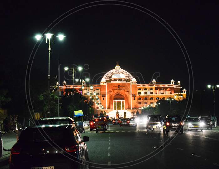 Assembly Hall Vidhan Sabha, Legislative Assembly, Beautiful Architecture Of Old Building, Occasion Of Republic Day - Jaipur, Rajasthan, India.
