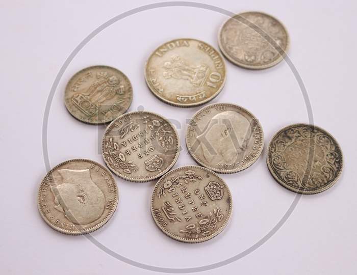 Indian Currency Coins isolated with White Background