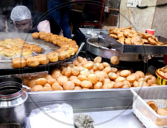Lucknow, India - November, 2019. Aloo Tikki (Fried Potato Cutlets), Famous Indian Street Food.