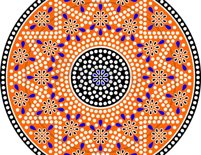 Colorful Vector Indian Chunri Mosaic Round Design